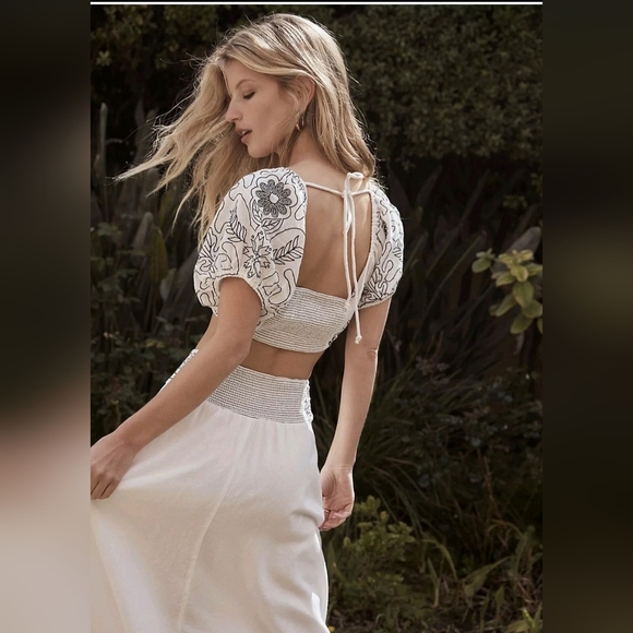 Free People Set Lotus In White Black Combo Size  L Large Cotton $168 NWT - Picture 3 of 15